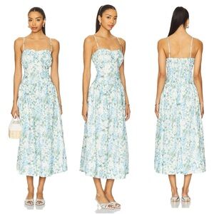ASTR the label capria dress in blue green floral